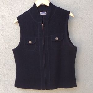 Shaver Lake Black Wool Zip-Up Vest M